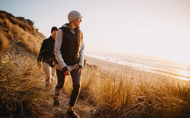 Couple hiking near the ocean