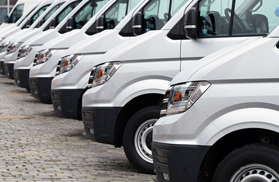 White vans used as business fleet vehicles 