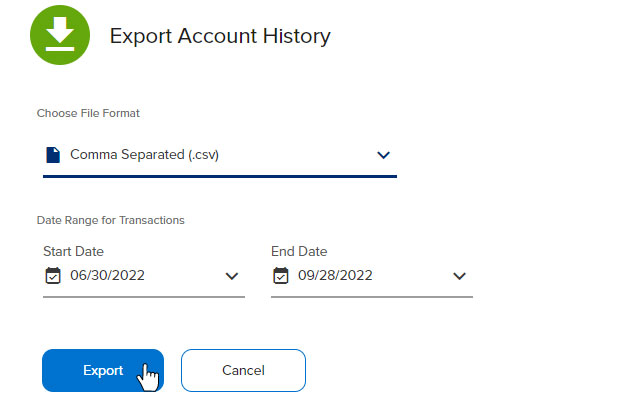 Download transaction history step 3