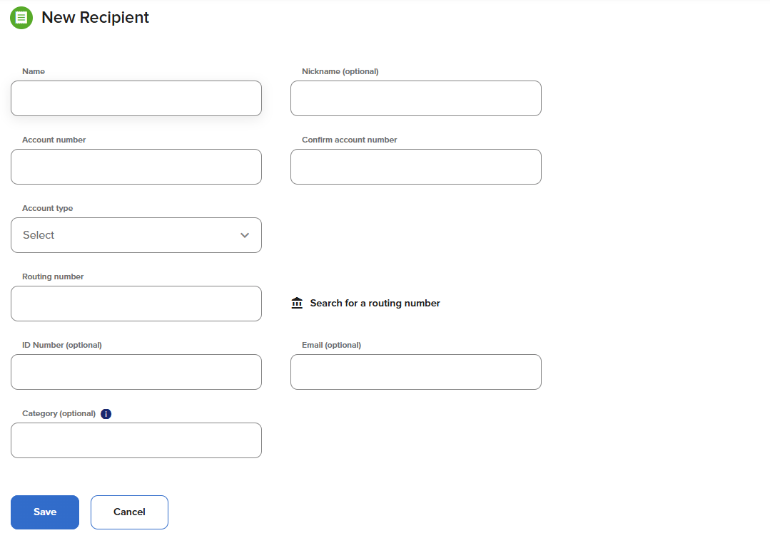 Add ACH Recipients - Step 2