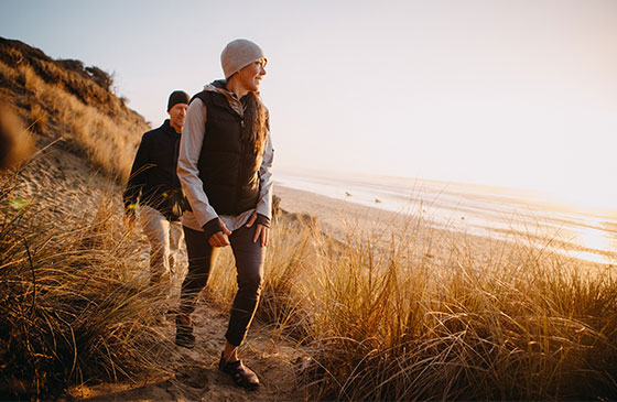 Young couple hiking